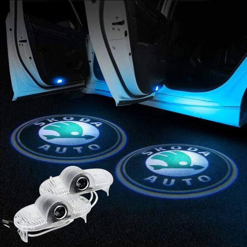 2X LED Car Door Welcome Light HD Logo Courtesy Projector Ghost Laser SKODA
