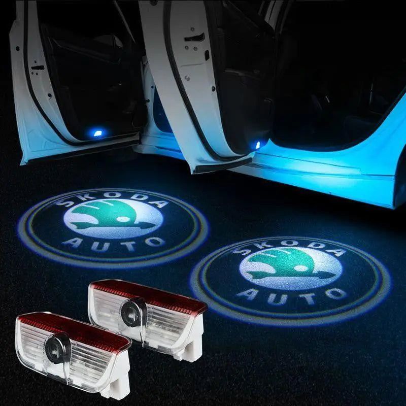 2X LED Car Door Welcome Light HD Logo Courtesy Projector Ghost Laser SKODA
