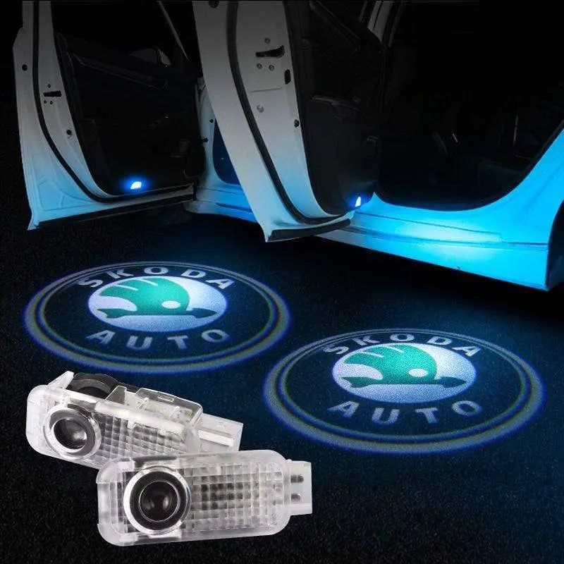 2X LED Car Door Welcome Light HD Logo Courtesy Projector Ghost Laser SKODA