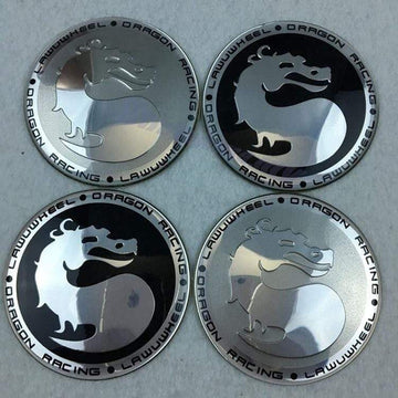 4pcs 56mm Dragon Racing Logo Car Wheel Center Hub Cap Stickers Aluminum Alloy Badge Emblem Decals