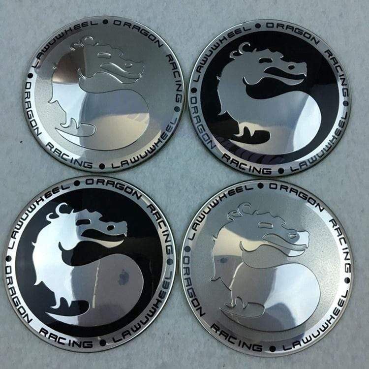 4pcs 56mm Dragon Racing Logo Car Wheel Center Hub Cap Stickers Aluminum Alloy Badge Emblem Decals