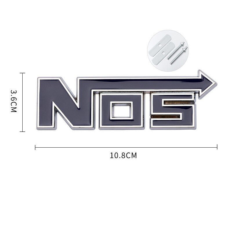Metal NOS Nitrous Oxide Systems Vintage Car Grill Emblem Badge Decal Sticker