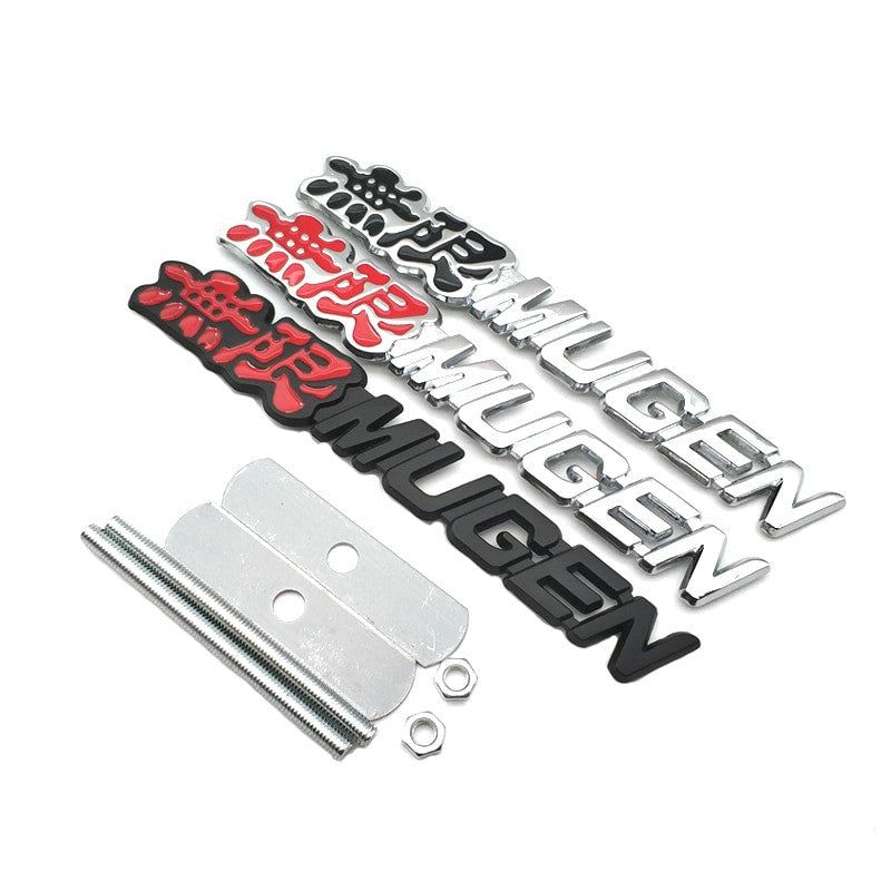 MUGEN Logo Front Grille Emblem Chrome Metal Racing Sport Grill Badge