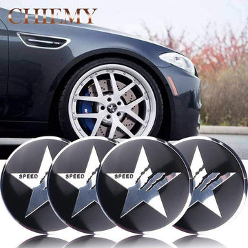 4pcs 56mm Pentagram Logo Car Wheel Center Stickers Hub Cap Emblem Cover For Ford