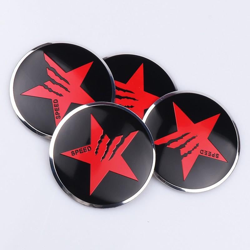 4pcs 56mm Pentagram Logo Car Wheel Center Stickers Hub Cap Emblem Cover For Ford