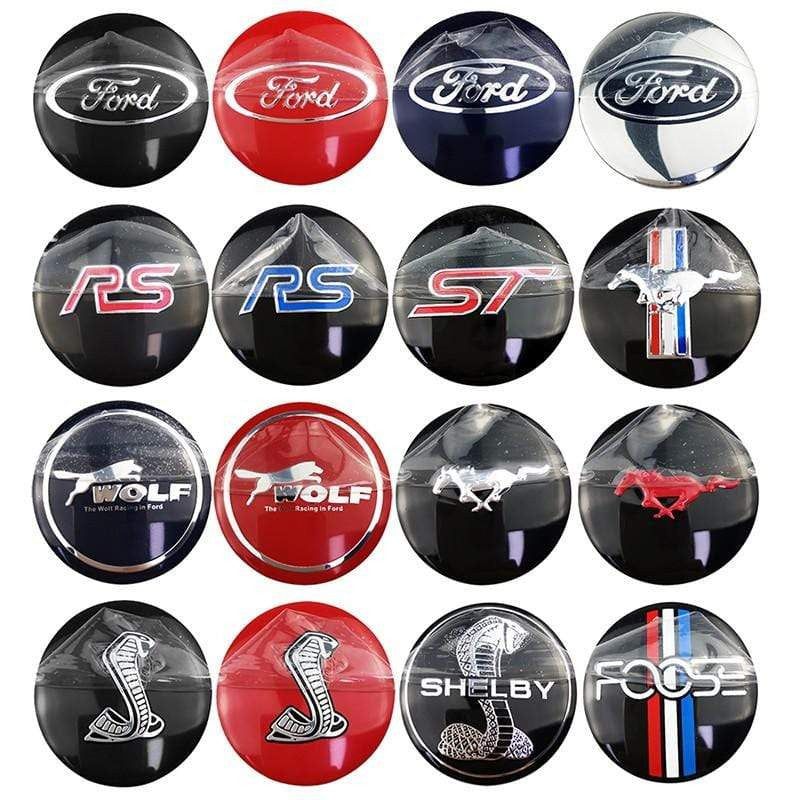 4pcs 56mm Ford Modified Horse Wolf Shelby FOOSE RS ST Car Wheel Center Hub Cap Sticker Emblem Badge Decal
