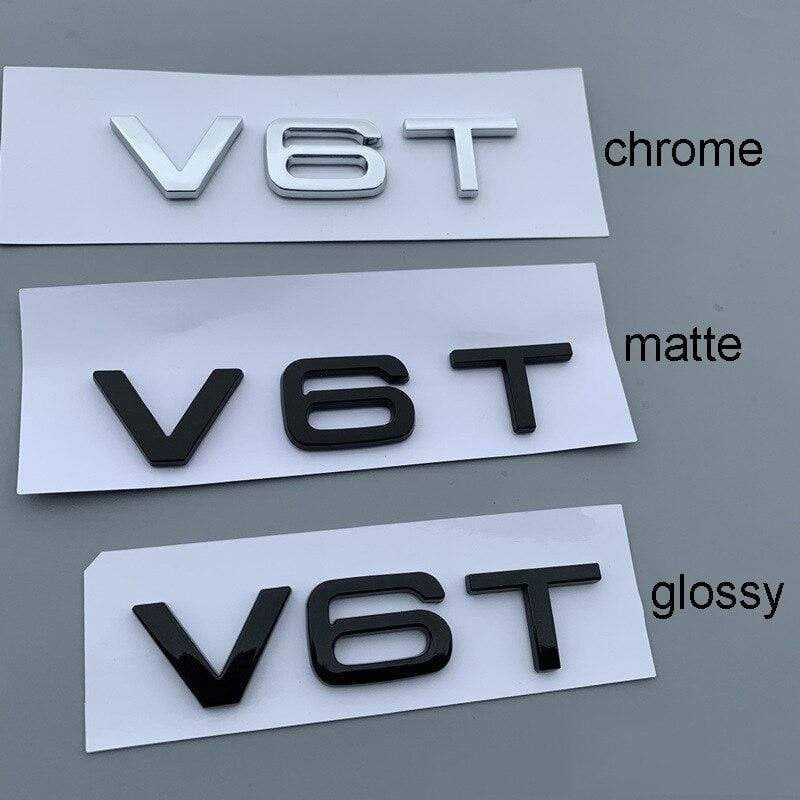 2Pcs V6T V8T V10 W12  Emblem for Audi A4L A5 A6L A7 A8L TT RS7 SQ5 Car Styling Fender Side Rear Trunk Badge Sticker