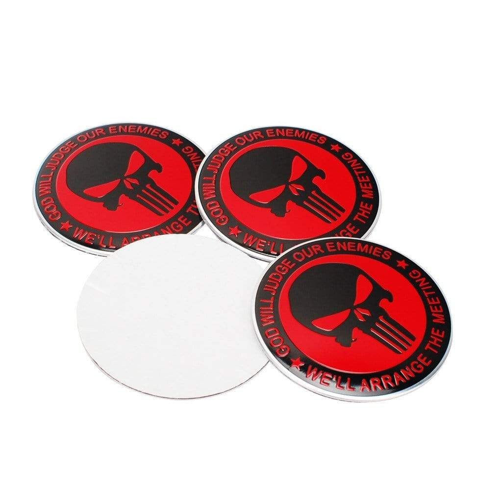 4PCS 56mm Punisher Skull Car Wheel Center Hub Cap Sticker Auto Tire Emblem Badge Decal