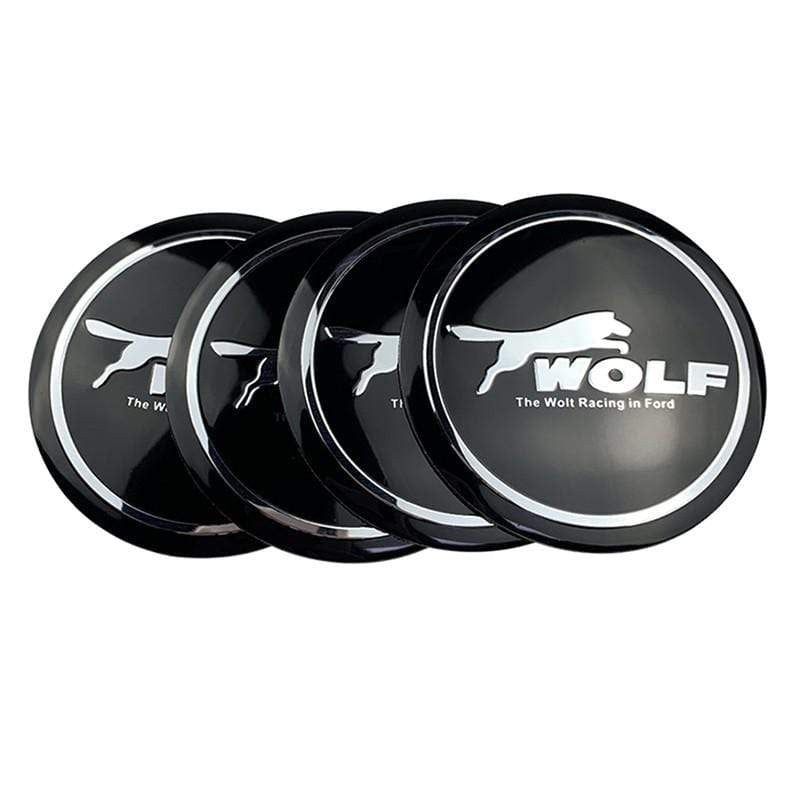 4pcs 56mm Ford Modified Horse Wolf Shelby FOOSE RS ST Car Wheel Center Hub Cap Sticker Emblem Badge Decal