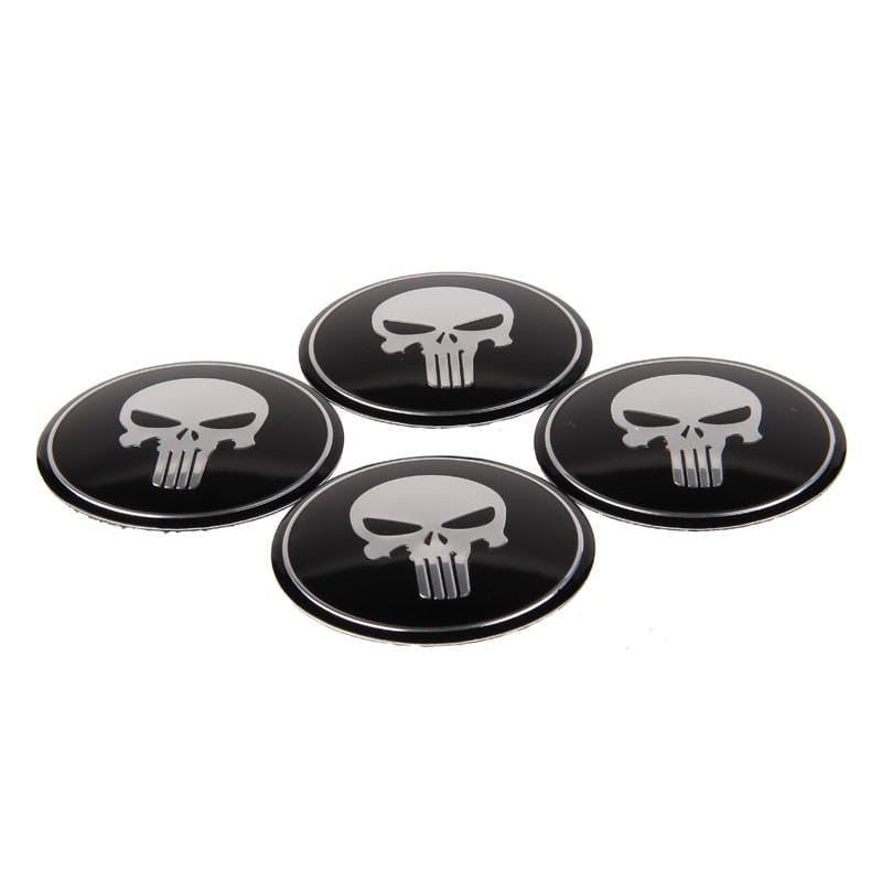 4PCS 56mm Punisher Skull Car Wheel Center Hub Cap Sticker Auto Tire Emblem Badge Decal