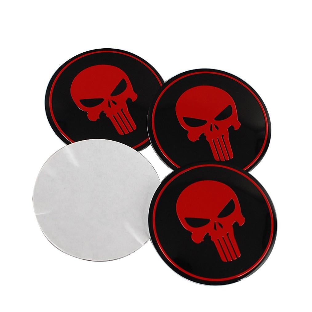 4PCS 56mm Punisher Skull Car Wheel Center Hub Cap Sticker Auto Tire Emblem Badge Decal
