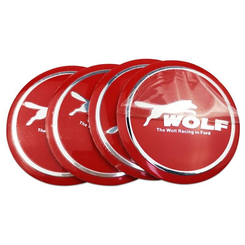 4pcs 56mm Ford Modified Horse Wolf Shelby FOOSE RS ST Car Wheel Center Hub Cap Sticker Emblem Badge Decal