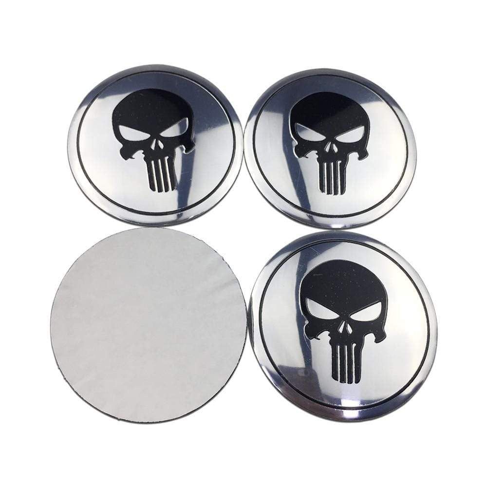 4PCS 56mm Punisher Skull Car Wheel Center Hub Cap Sticker Auto Tire Emblem Badge Decal