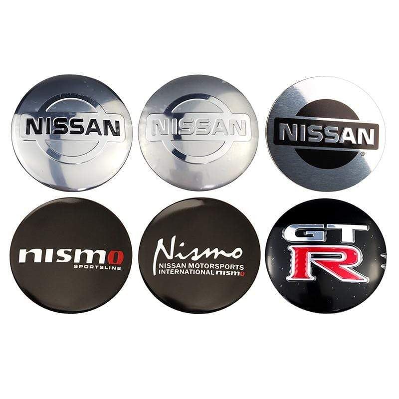 56mm 4PCS Nissan Nismo GTR X-Trail Qashqai tiida Altima sentra Car Wheel Center Hub Cap Sticker  Emblem Badge Decal