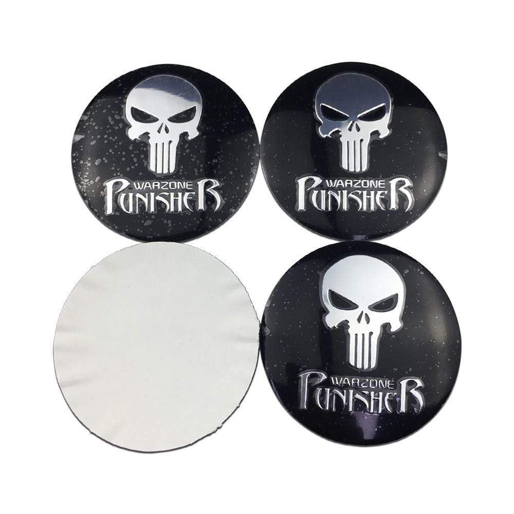 4PCS 56mm Punisher Skull Car Wheel Center Hub Cap Sticker Auto Tire Emblem Badge Decal