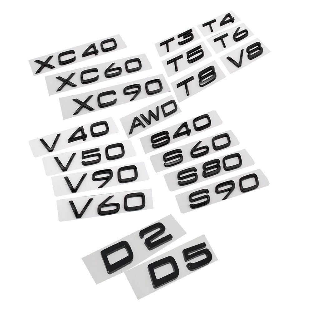 Glossy Black Emblem Sticker For Volvo XC90 XC60 XC40 D2 D5 S80 S90 S60 S40 V40 V60