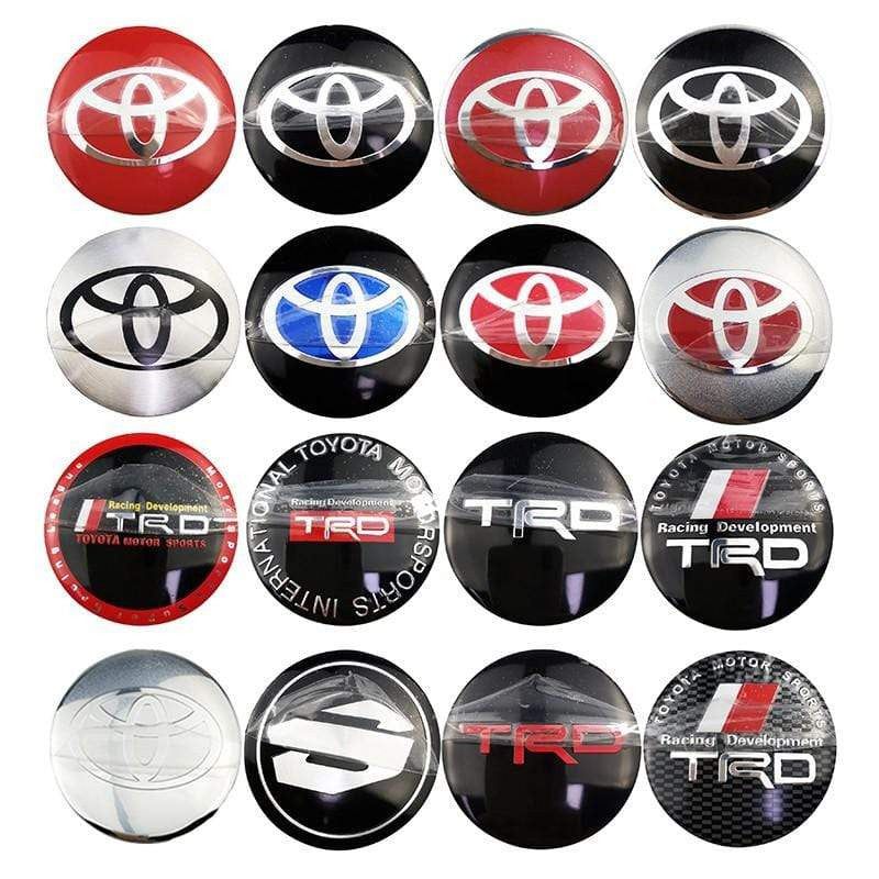56mm 4pcs Toyota TRD VXR Vios Camry Corolla 4runner Tundra Crown Car Wheel Center Hub Cap Sticker Emblem Badge Decal
