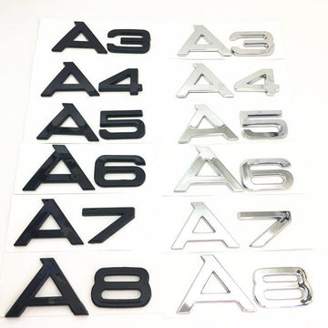 1 Pcs For Audi Black/Silver A 3 4 5 6 7 8 Rear Bumper Trunk Emblem Stickers Badge Decals
