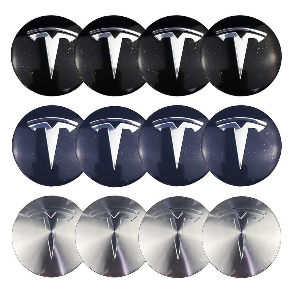 4PCS 56mm Tesla Logo Car Wheel Center Hub Cap Sticker Auto Tire Emblem Badge Decal