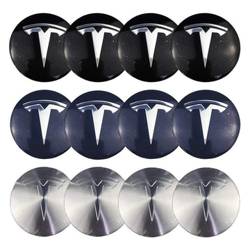 4PCS 56mm Tesla Logo Car Wheel Center Hub Cap Sticker Auto Tire Emblem Badge Decal