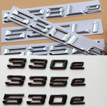 3D Sharp Font Letters Numbers Emblem for BMW 330e 350e 520Li 525Li 528Li 530Li 528Le 530Le Electric Car Styling Trunk Sticker