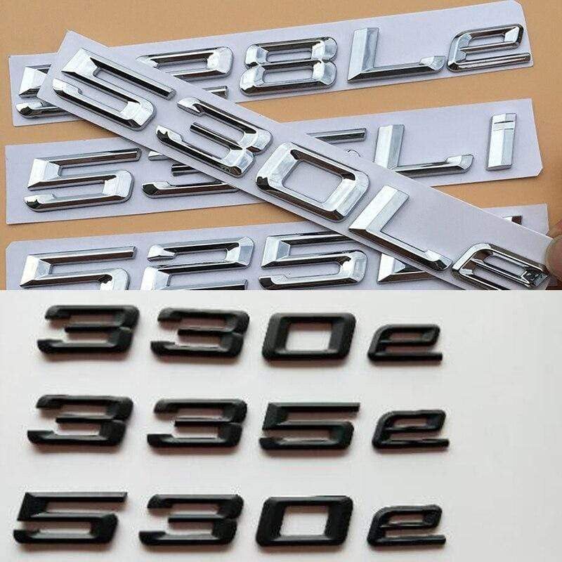 3D Sharp Font Letters Numbers Emblem for BMW 330e 350e 520Li 525Li 528Li 530Li 528Le 530Le Electric Car Styling Trunk Sticker