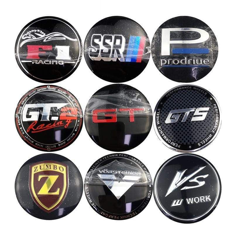 4pcs 56mm Vorsteiner SSR F1 GT ZUMBO Prodriue GTS Car Wheel Center Hub Cap Sticker Auto Tire Emblem Badge Decal Accessories