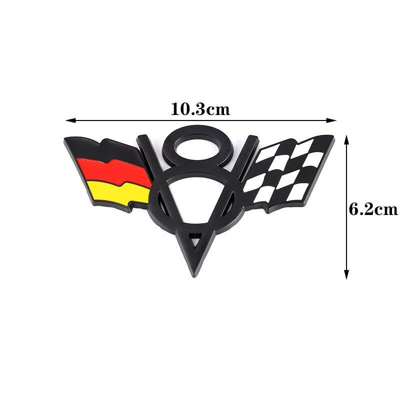 3D Metal V8 USA UK Germany France Italy Flag Sticker Emblem Badge for Fiat Ford Lada Audi Opel Skoda