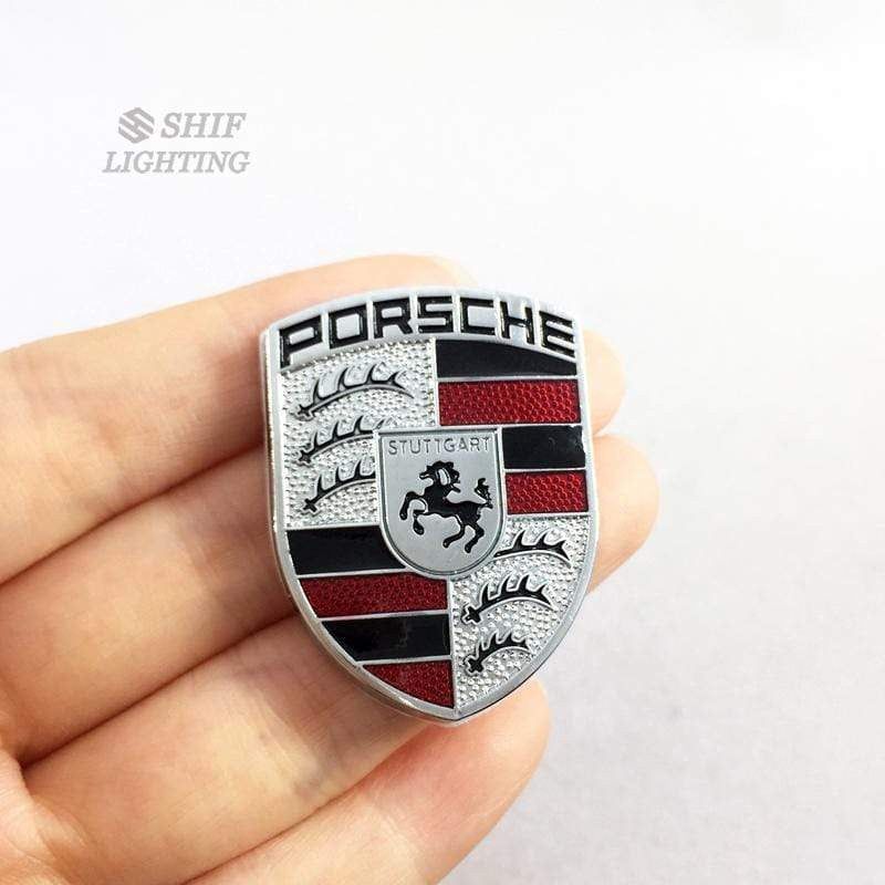 2 x Metal PORSCHE Horse Logo Car Auto Rear Trunk Lid Decorative Emblem Sticker Badge Decal For Porsche