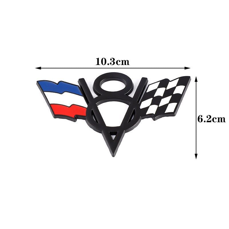 3D Metal V8 USA UK Germany France Italy Flag Sticker Emblem Badge for Fiat Ford Lada Audi Opel Skoda
