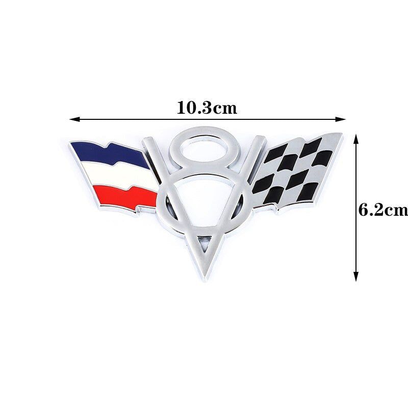 3D Metal V8 USA UK Germany France Italy Flag Sticker Emblem Badge for Fiat Ford Lada Audi Opel Skoda