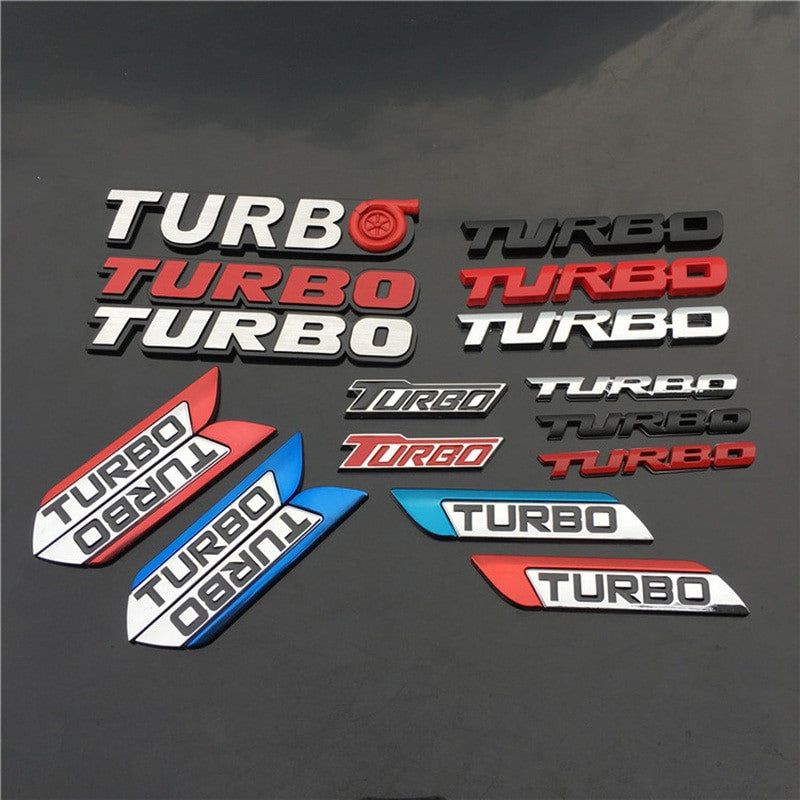 TURBO Emblem Chrome Metal Zinc Fender Trunk 3D Sticker for Cruze Geely BMW Benz Audi VW