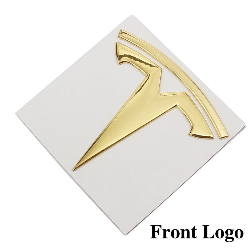 Metal Alloy Front Hood & Rear Tesla Emblem T Logo Badge For Tesla Model 3