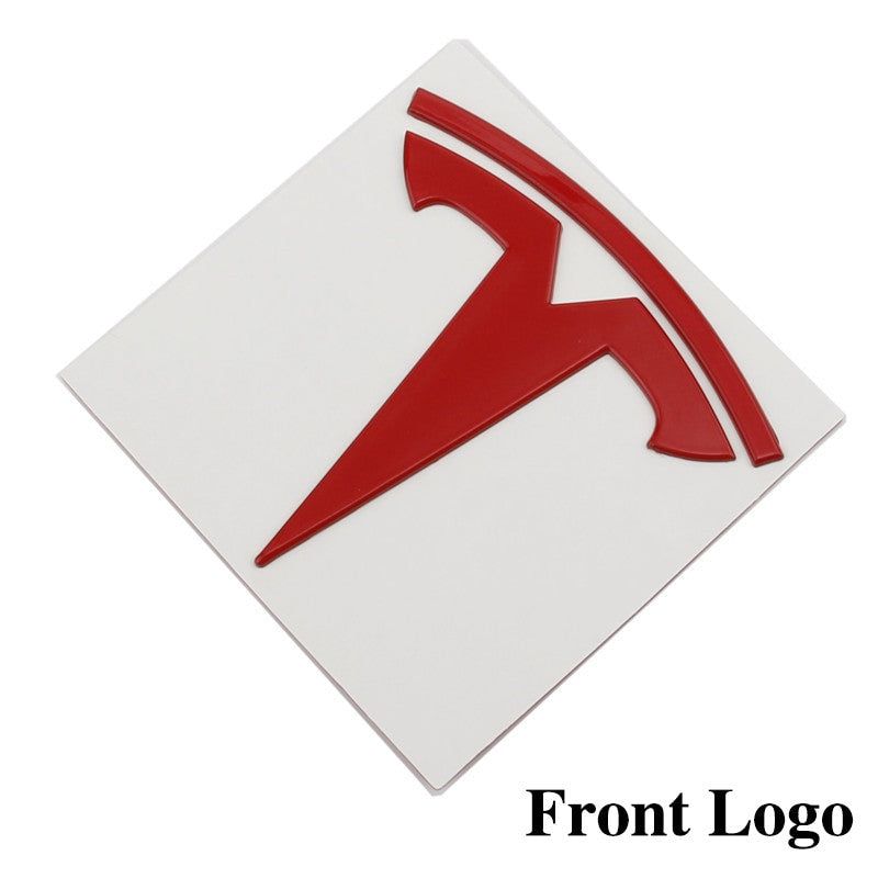 Metal Alloy Front Hood & Rear Tesla Emblem T Logo Badge For Tesla Model 3