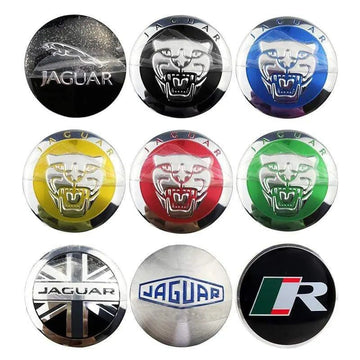 56mm 4PCS Jaguar Leopard Head XF XJ-S XJ-6 X-Type XE S-Type XKR XK Car Wheel Center Hub Cap Sticker  Emblem Badge Decal