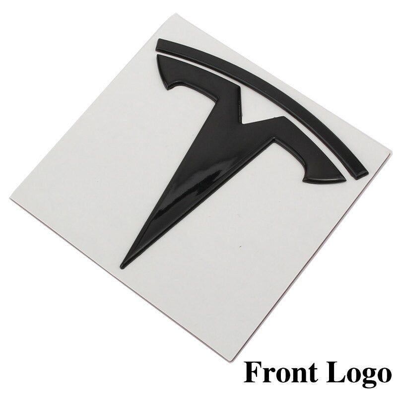Metal Alloy Front Hood & Rear Tesla Emblem T Logo Badge For Tesla Model 3