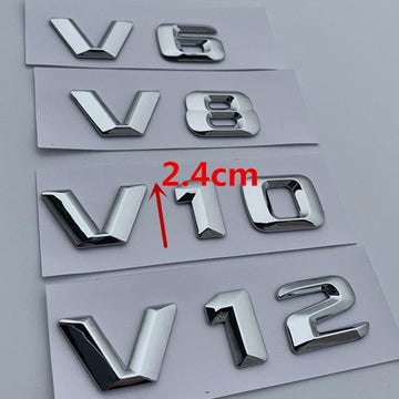 V6 V8 V10 V12 Letter Number Chrome Emblem Logo for Mercedes Benz C200 E300 Car Styling Fender Discharging Capacity Mark Sticker