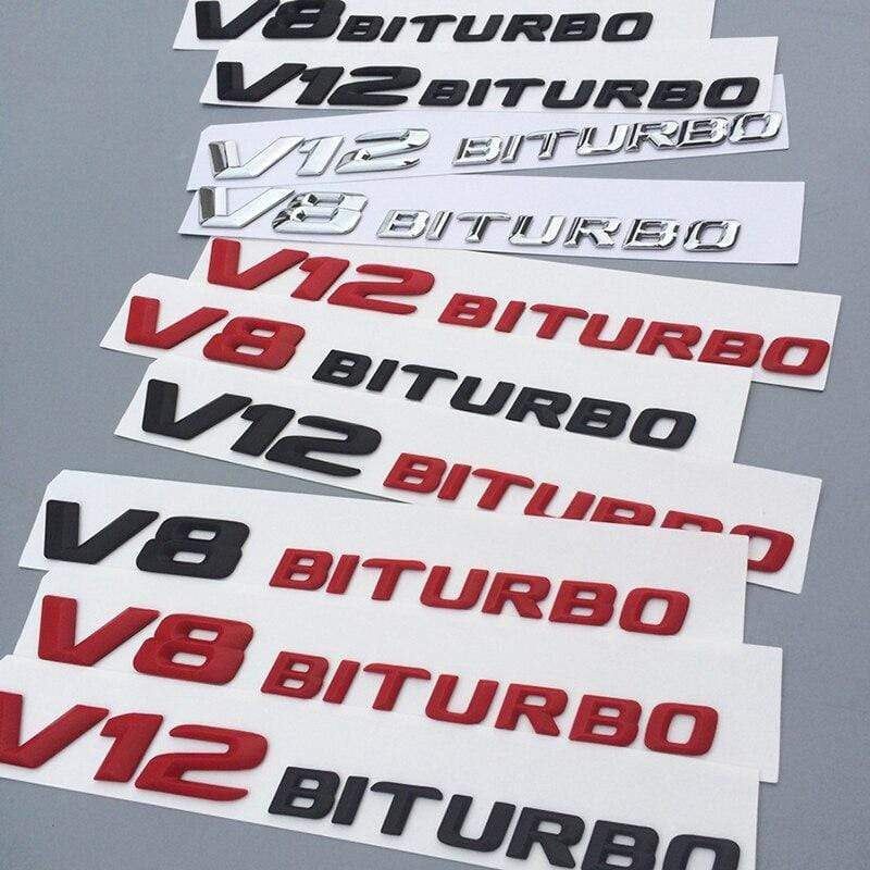 3D Font Letters Emblem Badge for Mercedes Benz AMG C63 E300L V8 V12 BITURBO Fender Supercharge Turbo Sticker