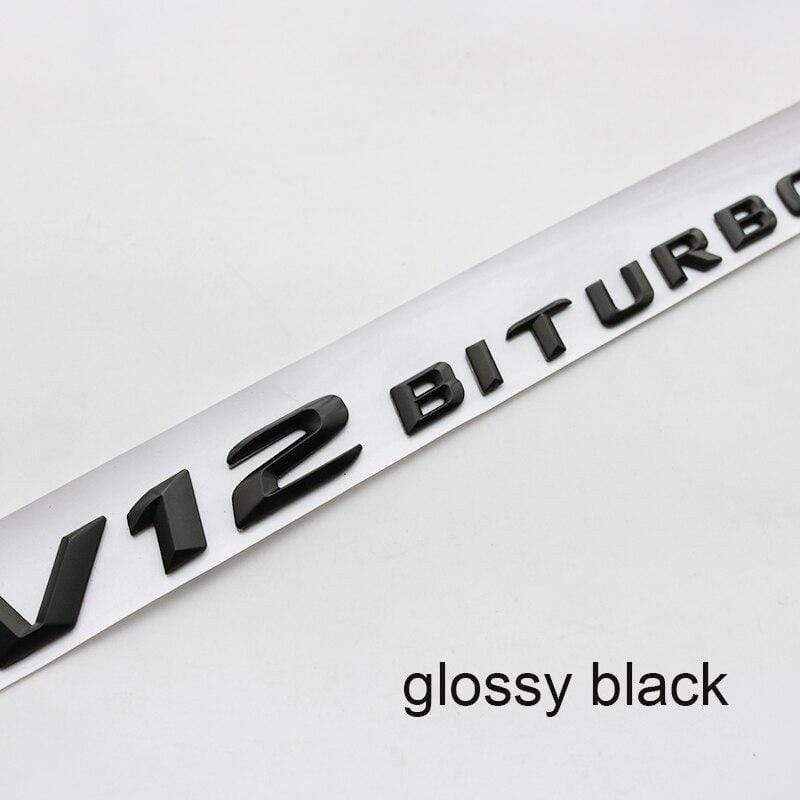3D Font Letters Emblem Badge for Mercedes Benz AMG C63 E300L V8 V12 BITURBO Fender Supercharge Turbo Sticker