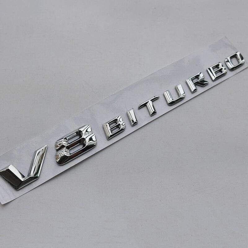 3D Font Letters Emblem Badge for Mercedes Benz AMG C63 E300L V8 V12 BITURBO Fender Supercharge Turbo Sticker