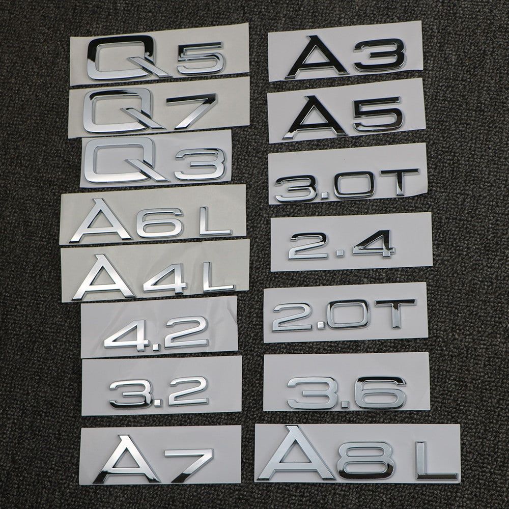 For Audi A3 A4 A5 A6 A7 A8 Q3 Q5 Q7 3.2 3.0T 2.0T 4.2 2.4 3.6 Rear Emblem Badge Sticker