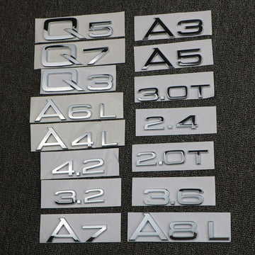 For Audi A3 A4 A5 A6 A7 A8 Q3 Q5 Q7 3.2 3.0T 2.0T 4.2 2.4 3.6 Rear Emblem Badge Sticker