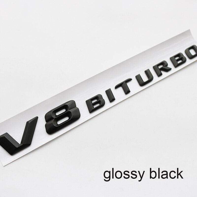 3D Font Letters Emblem Badge for Mercedes Benz AMG C63 E300L V8 V12 BITURBO Fender Supercharge Turbo Sticker