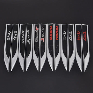 2pcs Sticker Side Wing Badge Emblem Decal for BMW Audi A3A4 Turbo 4X4 4WD Sports