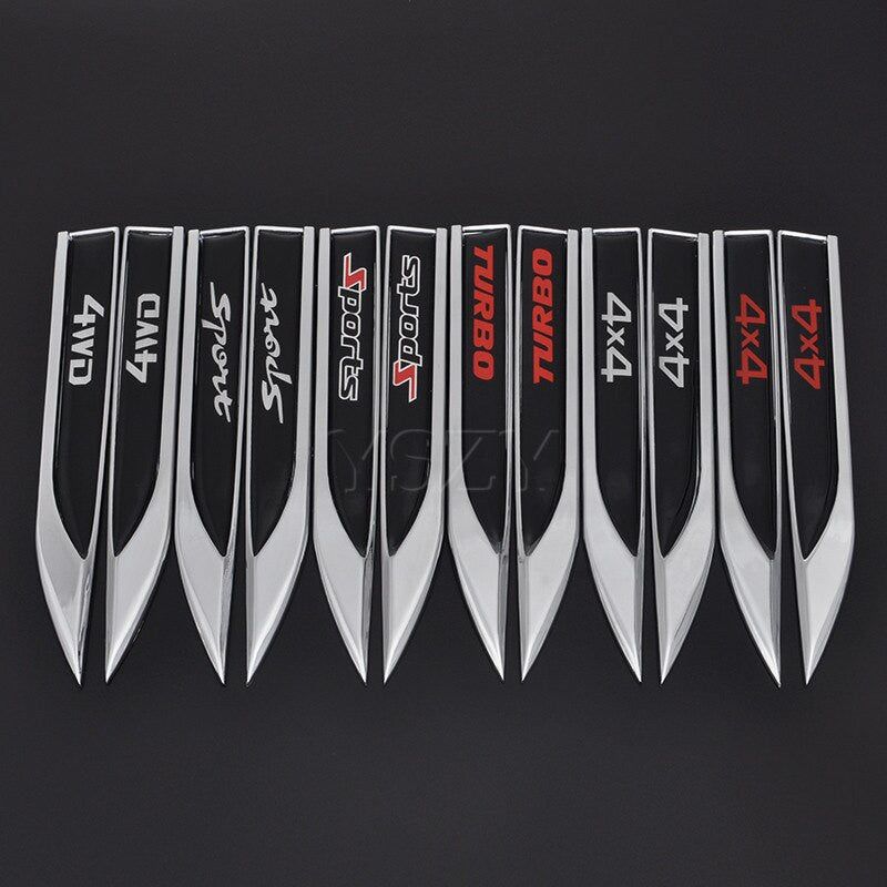 2pcs Sticker Side Wing Badge Emblem Decal for BMW Audi A3A4 Turbo 4X4 4WD Sports