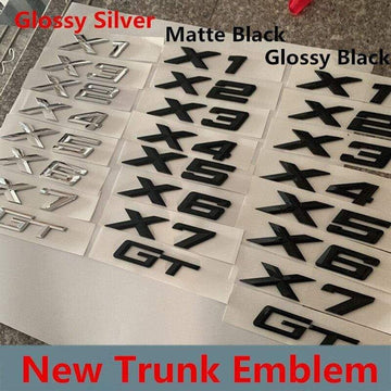 New Small X1 X2 X3 X4 X5 X6 X7 GT Letter Emblem Rear Boot Trunk Badge Car Styling Logo Sticker for BMW E36 E39 E70 E90 F10 F30
