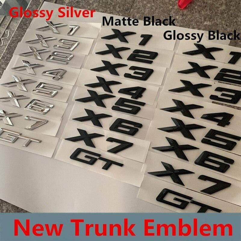 New Small X1 X2 X3 X4 X5 X6 X7 GT Letter Emblem Rear Boot Trunk Badge Car Styling Logo Sticker for BMW E36 E39 E70 E90 F10 F30