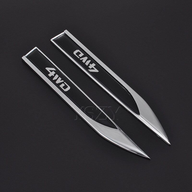 2pcs Sticker Side Wing Badge Emblem Decal for BMW Audi A3A4 Turbo 4X4 4WD Sports