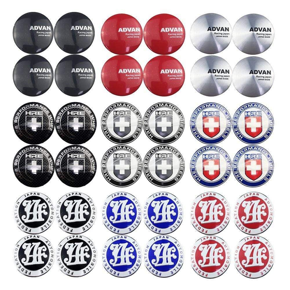4PCS 56mm Advan HRE JAF Car Wheel Center Hub Cap Sticker Auto Tire Emblem Badge Decal