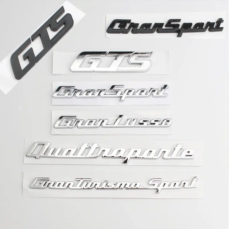 Maserati GTS Gransport Granlusso Quattroporte Granturismo Letter Emblem Badge Stickers Decals